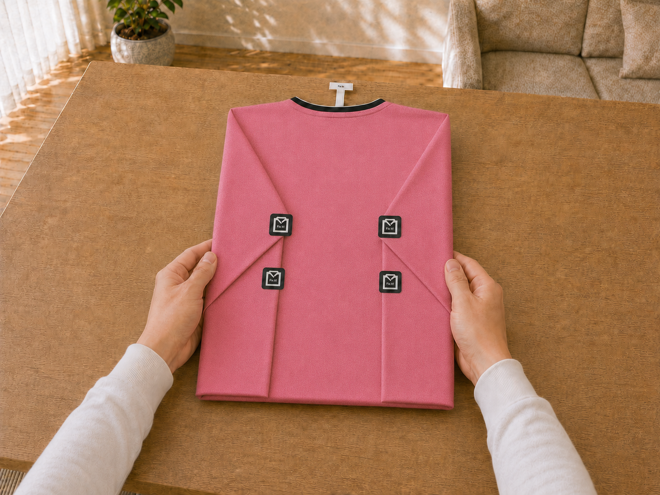 Sports shirt folded neatly and symmetrically with ShirtFrame