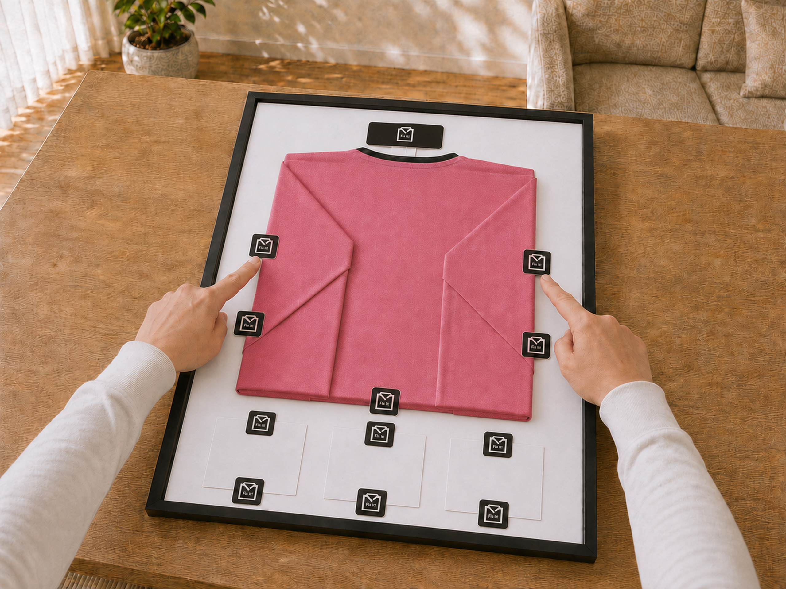 Sports shirt neatly secured in the ShirtFrame system